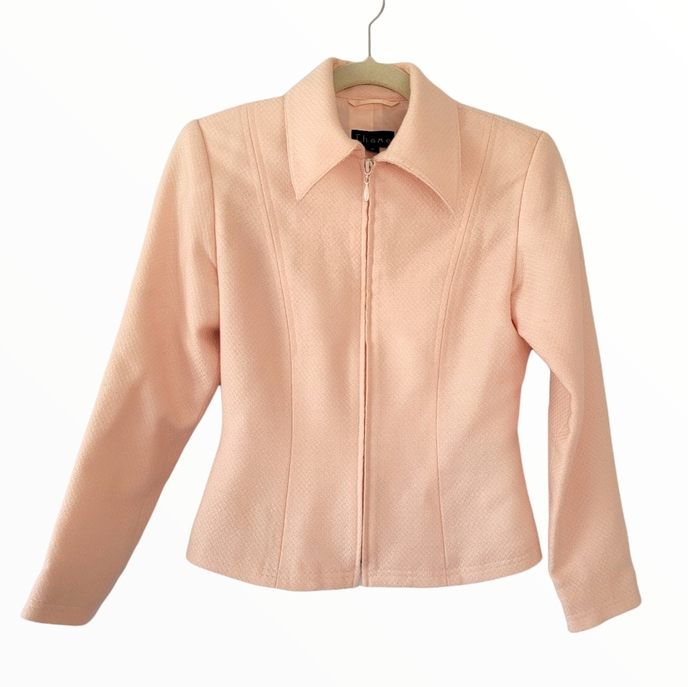 Light Pink Fitted Wool Blend Jacket